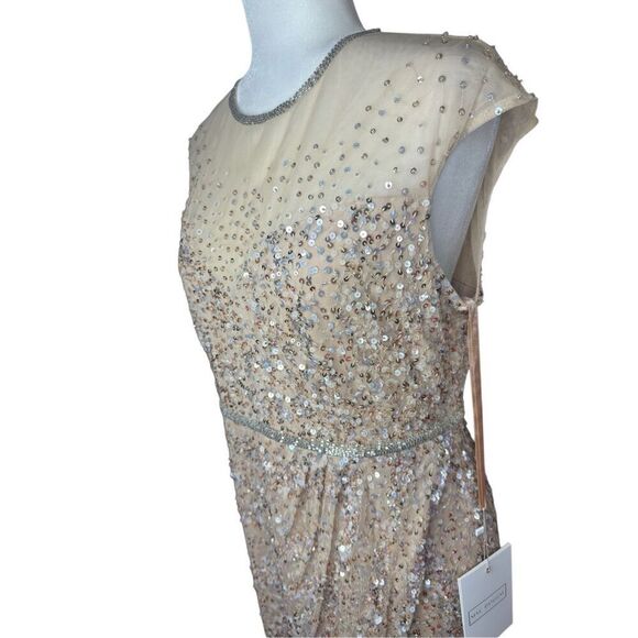 NWT MAC DUGGAL Embellished Illusion High Neck Cap Sleeve Gown 5619 size 10 - Picture 12 of 15